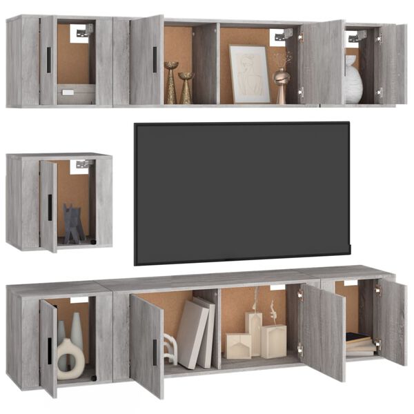 vidaXL 7 Piece TV Cabinet Set Concrete Grey Engineered Wood