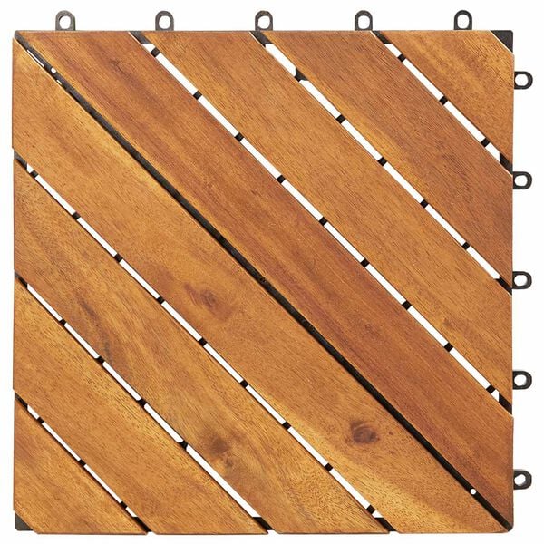 vidaXL Decking Tile 10 pcs Brown 30 x 30 cm Acacia Hardwood