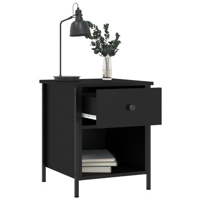 vidaXL Bedside Cabinets 2 pcs Black 40x42x50 cm Engineered Wood