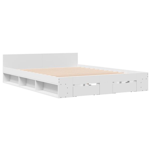 vidaXL Bed Frame with Drawers without Mattress White 140x200 cm