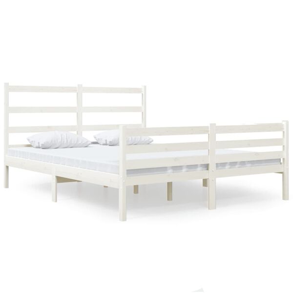 vidaXL Bed Frame without Mattress White Solid Wood Small Double