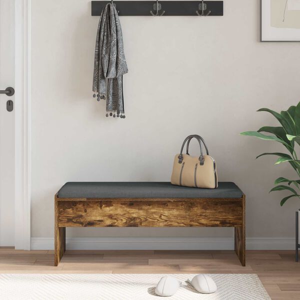 vidaXL Hall Bench with Cushion Smoked Oak 103 x 38 x 40 cm