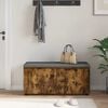 vidaXL Hall Bench with Cushion with Door Smoked Oak 100 x 38 x 46 cm