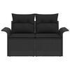 vidaXL Garden Sofa with Cushion Black 141 x 62 x 69cm Poly Rattan