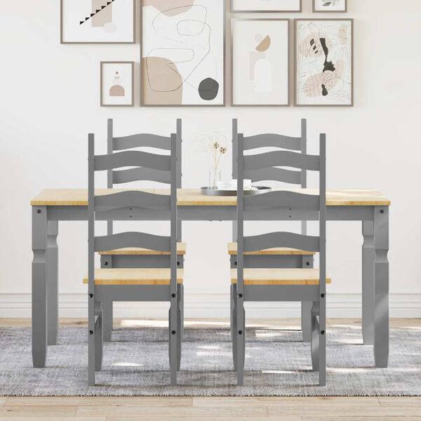 vidaXL 5 Piece Dining Set Panama Grey Solid Wood Pine
