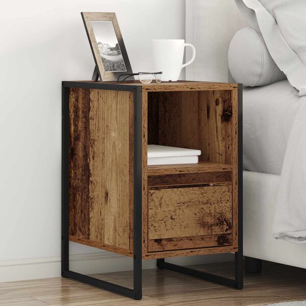 vidaXL Bedside Table Old Wood 39.5 x 30 x 50 cm Engineered Wood