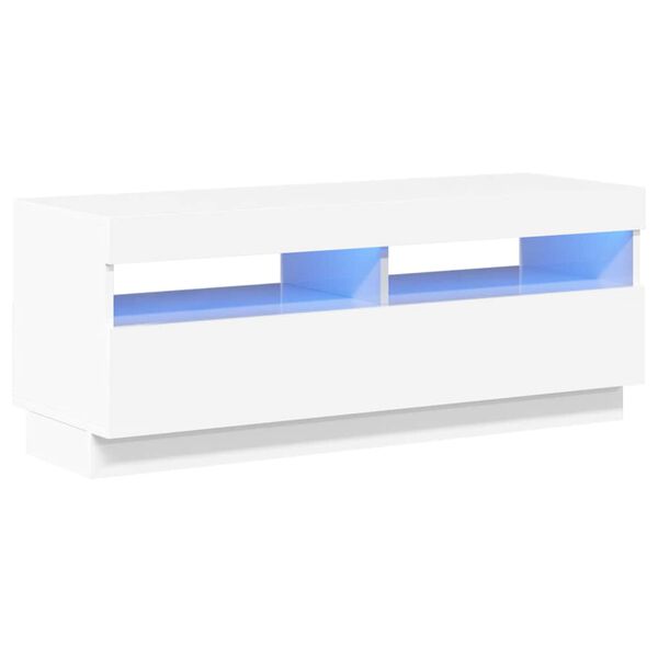 vidaXL TV Cabinet with LED Lights High Gloss White 100x35x40 cm
