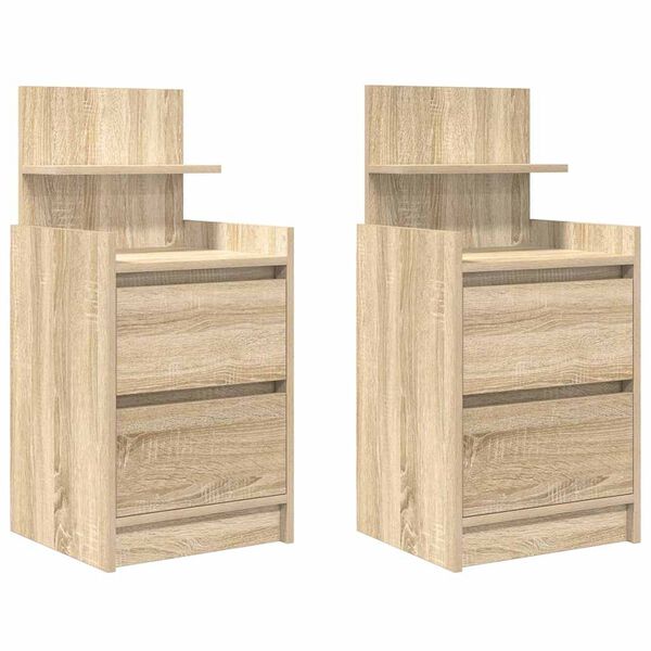 vidaXL Bedside Cabinets with 2 Drawers 2 pcs Sonoma Oak 38x34x80 cm