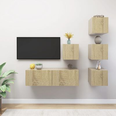 vidaXL 5 Piece TV Cabinet Set Sonoma Oak Engineered Wood