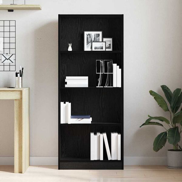 vidaXL Bookshelf Black Oak 60 x 24 x 143 cm Engineered Wood