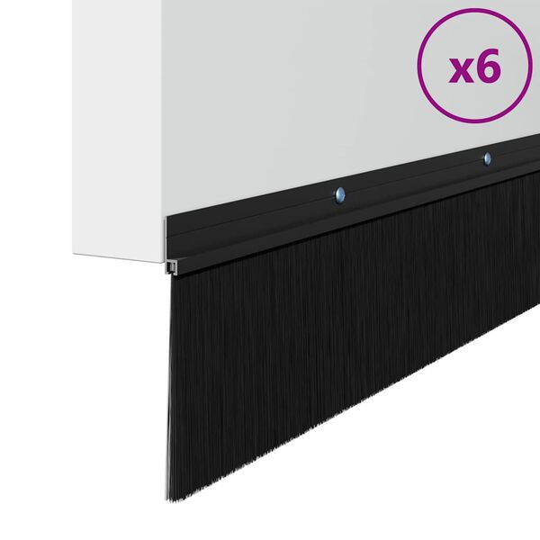 vidaXL Screw-on Door Brush Seals 6 pcs Black 100 cm Aluminium Alloy