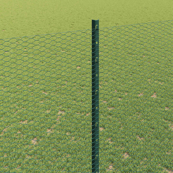 vidaXL Fence with Post Green 1.6 x 50 m Steel and PVC