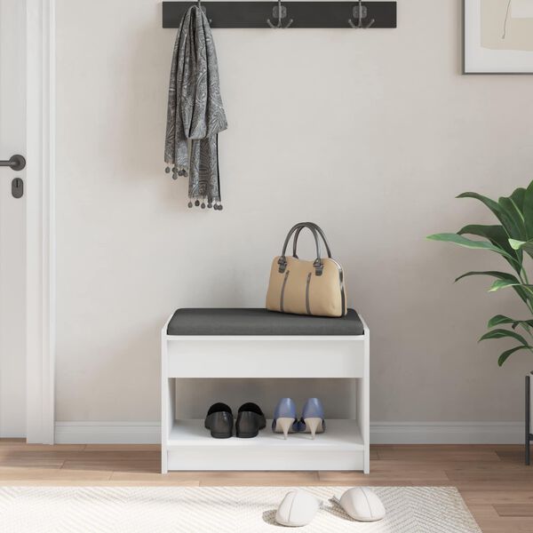 vidaXL Hall Bench White 63 x 38 x 45 cm Engineered Wood and Fabric