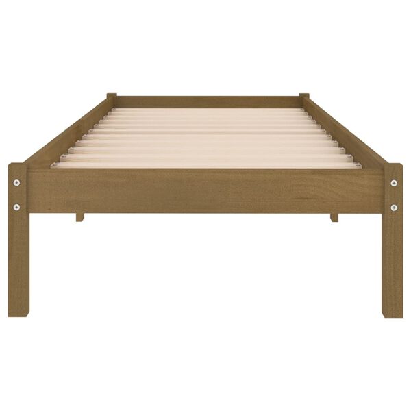 810005 vidaXL Bed Frame without Mattress Honey Brown Solid Wood 90x200 cm