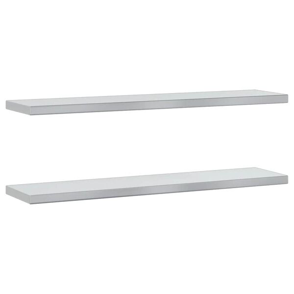 vidaXL Wall Shelves 2 pcs 100x23.5 cm Silver Stainless Steel