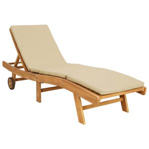 vidaXL Sun Lounger Polyester Brown and Beige