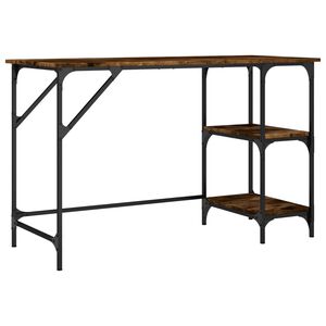 vidaXL Desk Smoked Oak 120x50x75 cm Metal and Engineered Wood