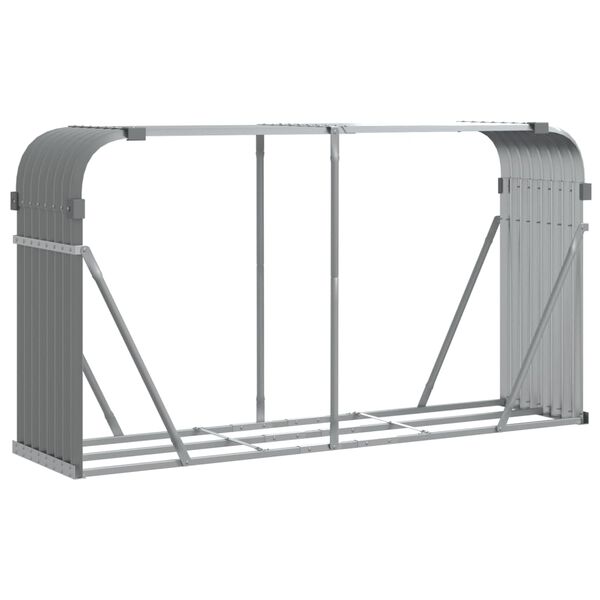 vidaXL Log Holder Light Grey 180x45x100 cm Galvanised Steel