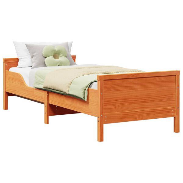 vidaXL Bed Frame with Headboard Wax Brown 80 x 200 cm Engineered Wood