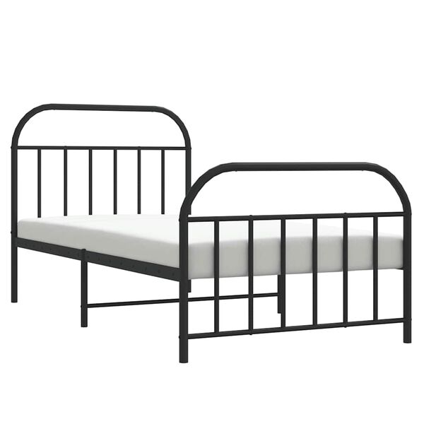 vidaXL Metal Bed Frame without Mattress with Footboard Black 100x190cm