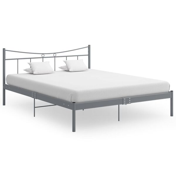 vidaXL Bed Frame without Mattress Grey Metal 160x200 cm