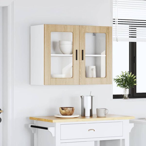 vidaXL Kitchen Wall Cabinet with Glass Door Porto Sonoma Oak