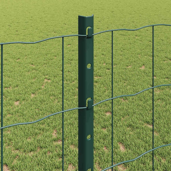 vidaXL Fence with Post Green 1.2 x 10 m Steel and PVC