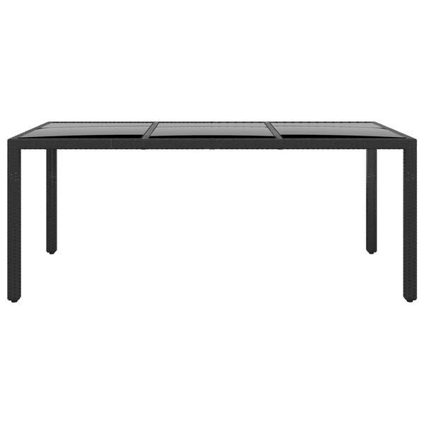 vidaXL Garden Table 190x90x75 cm Tempered Glass and Poly Rattan Black