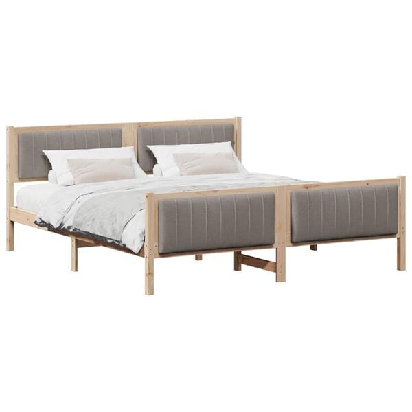 vidaXL Bed frame Brown and taupe 180 x 200 cm Solid pine wood