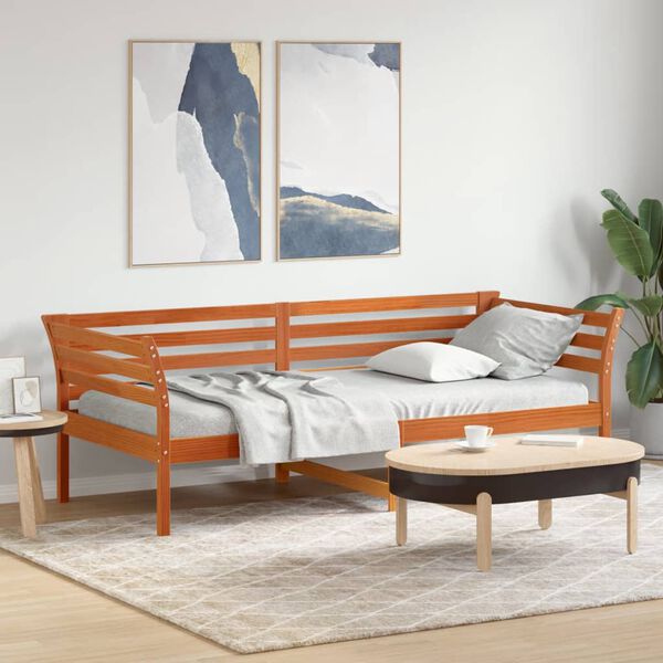 vidaXL Day Bed without Mattress Wax Brown 100x200 cm Solid Wood Pine