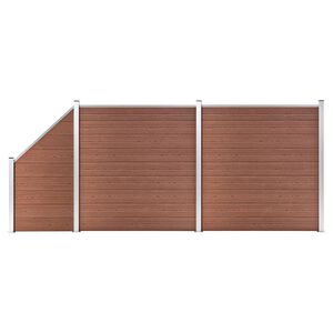 vidaXL WPC Fence Set 2 Square + 1 Slanted 446x186 cm Brown