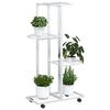 vidaXL 4-Floor Flower Stand with Wheels 44x23x80 cm White Iron