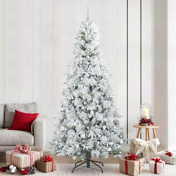 vidaXL Artificial Hinged Christmas Tree White 240 cm PE and PVC