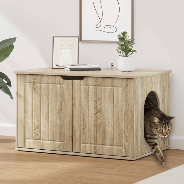 vidaXL Cat House Sonoma 85 x 55 x 50.5 cm Engineered Wood