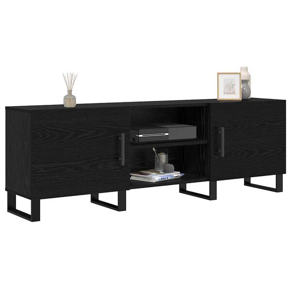 vidaXL TV Cabinet Black Oak 150 x 30 x 50 cm Engineered Wood