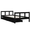 vidaXL Kids Bed Frame with Drawers Black 90x190 cm Solid Wood Pine
