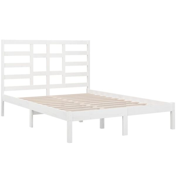vidaXL Bed Frame without Mattress White Solid Wood 140x200 cm