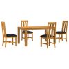 vidaXL Dining Set 5 pcs Black Solid Oak Wood