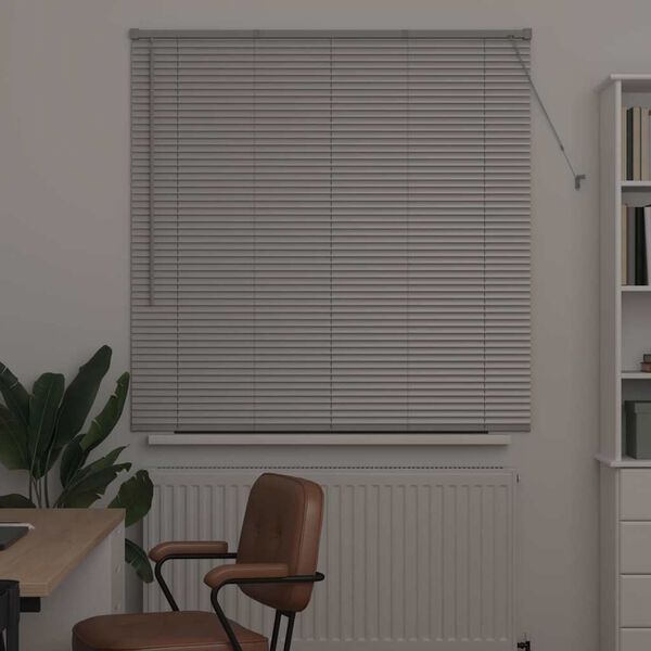 vidaXL Window Blind with Curtains Manual Silver Aluminium