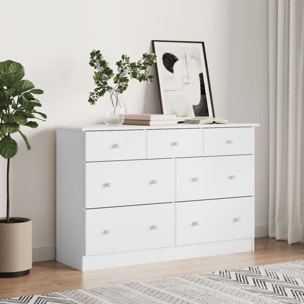 vidaXL Chest of Drawers ALTA White 112x35x73 cm Solid Wood Pine