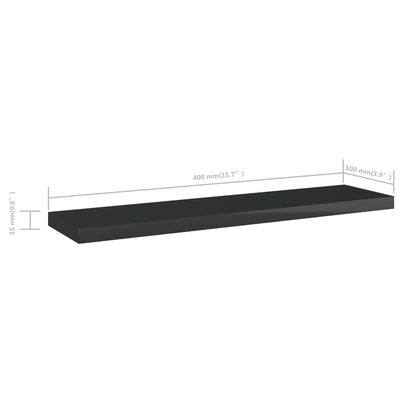 vidaXL Bookshelf Boards 4 pcs High Gloss Black 40x10x1.5 cm Engineered Wood