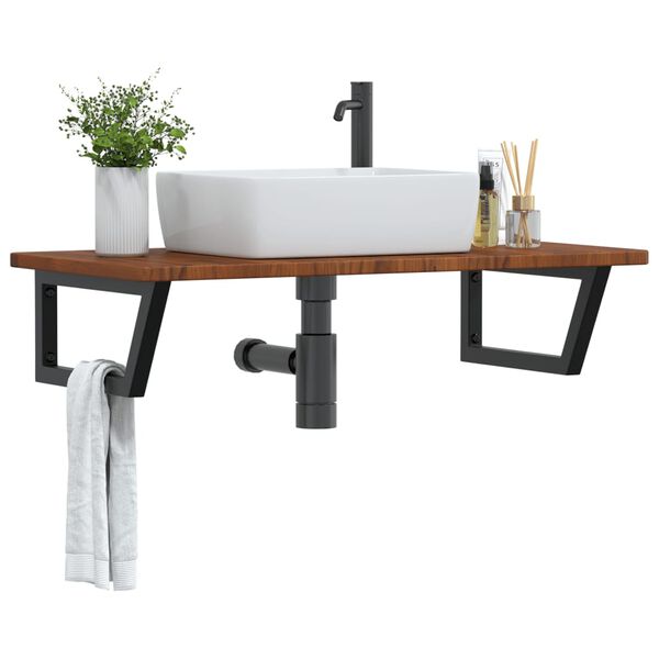 vidaXL Basin Shelf Wall Mounted Steel and Solid Wood Oak
