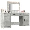 vidaXL Dressing Table with Mirror Lights 3 pcs Grey Engineered Wood