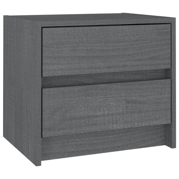vidaXL Bedside Cabinet Grey 40x30.5x35.5 cm Solid Pine Wood