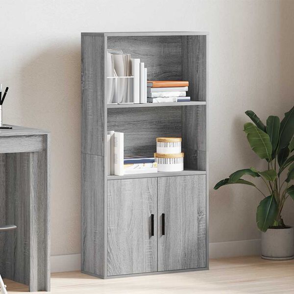 vidaXL Bookcase Grey Sonoma 60x24x120 cm Engineered Wood