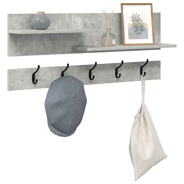vidaXL Wall-Mounted Coat Rack with Shelf Concrete Grey 90 x 15 x 36 cm
