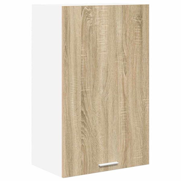 vidaXL Hanging Cabinet with Door Sonoma Oak and White 50 x 31 x 80 cm