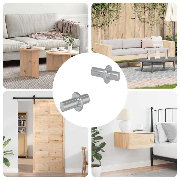 vidaXL Shelf Peg Plain 2 pcs Silver 8.6 x 8.6 x 14.6 mm Steel