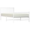 vidaXL Metal Bed Frame without Mattress with Footboard White 100x200cm
