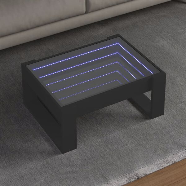vidaXL Coffee Table with Infinity LED Black 70x53x30 cm